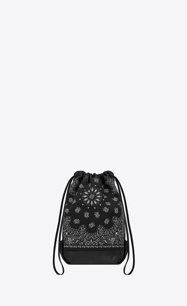 Teddy pouch in bandana fabric and leather